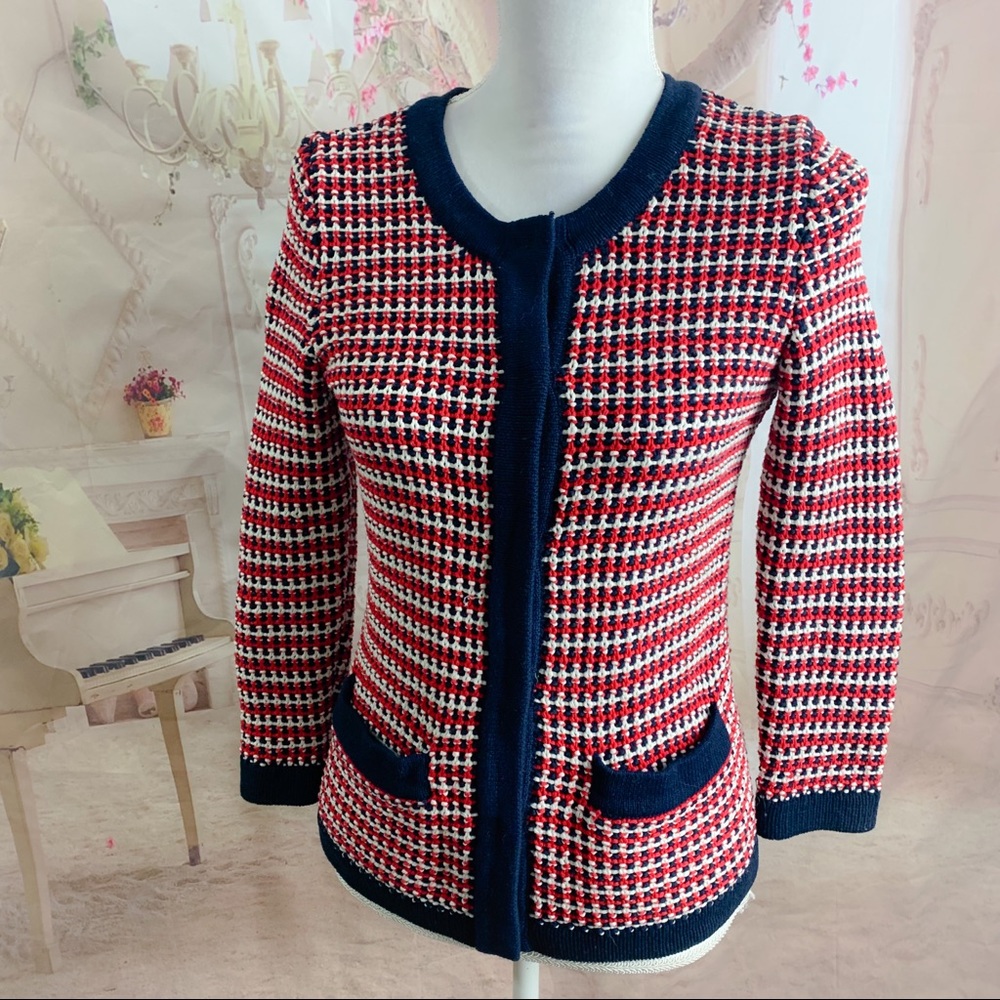 Talbots Multi Color Cotton Pocket Cardigan